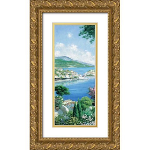 A view over the bay Gold Ornate Wood Framed Art Print with Double Matting by Motz, Peter