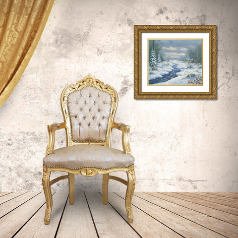 Autumn morning Gold Ornate Wood Framed Art Print with Double Matting by Motz, Peter