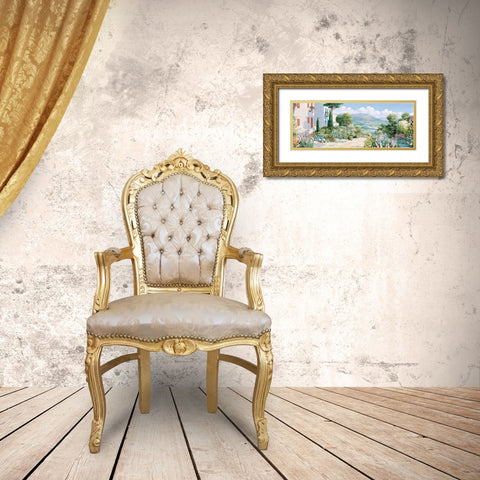 Favourite view Gold Ornate Wood Framed Art Print with Double Matting by Motz, Peter