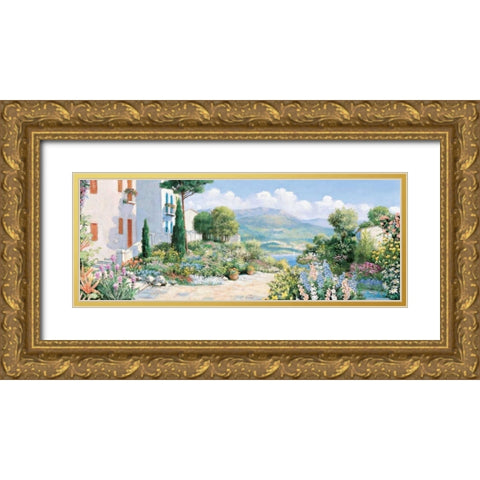Favourite view Gold Ornate Wood Framed Art Print with Double Matting by Motz, Peter