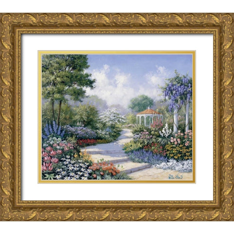 Walking through the park Gold Ornate Wood Framed Art Print with Double Matting by Motz, Peter
