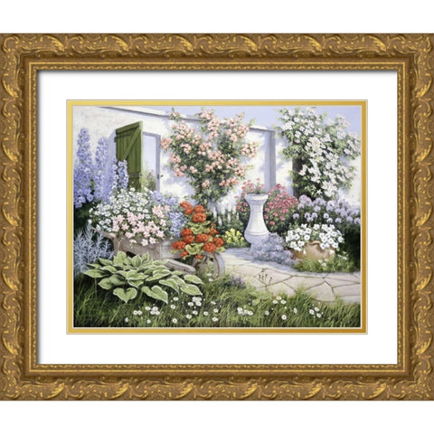 Joes Garden Gold Ornate Wood Framed Art Print with Double Matting by Motz, Peter