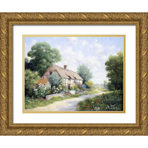 My house  Gold Ornate Wood Framed Art Print with Double Matting by Motz, Peter