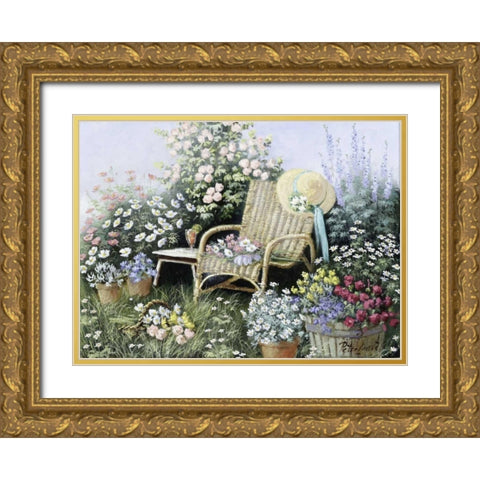 Chair of love Gold Ornate Wood Framed Art Print with Double Matting by Motz, Peter