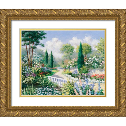 Park II Gold Ornate Wood Framed Art Print with Double Matting by Motz, Peter