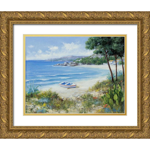 Waves  Gold Ornate Wood Framed Art Print with Double Matting by Motz, Peter