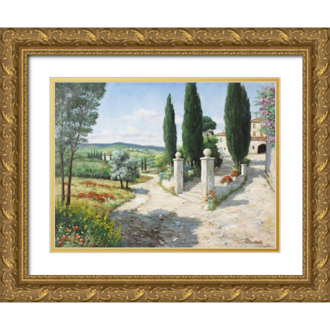 Tuscany house Gold Ornate Wood Framed Art Print with Double Matting by Motz, Peter