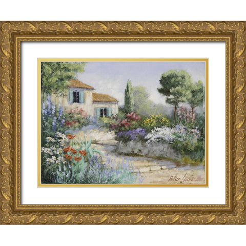 Garden impression Gold Ornate Wood Framed Art Print with Double Matting by Motz, Peter