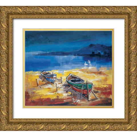 Le due barche Gold Ornate Wood Framed Art Print with Double Matting by di Viccaro, Roberto