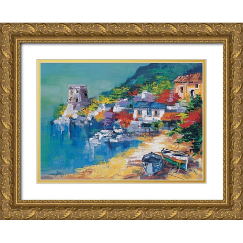 Costiera Amalfitana Gold Ornate Wood Framed Art Print with Double Matting by di Viccaro, Roberto