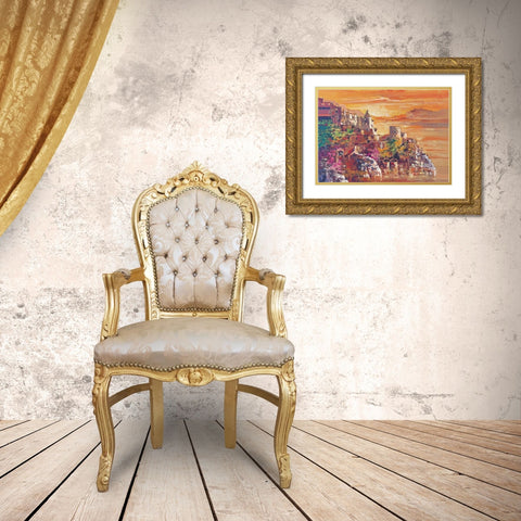 Al tramonto Gold Ornate Wood Framed Art Print with Double Matting by di Viccaro, Roberto