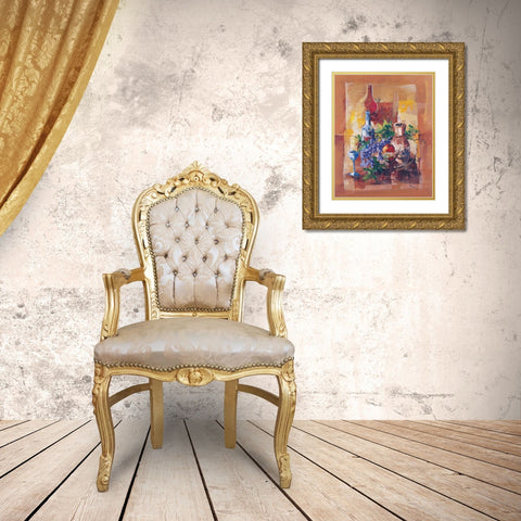 Natura in ocra Gold Ornate Wood Framed Art Print with Double Matting by di Viccaro, Roberto