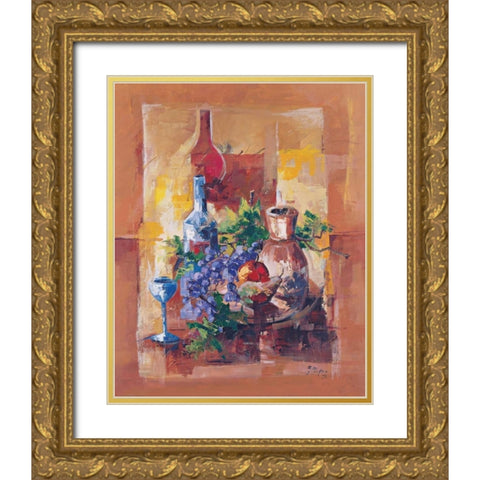 Natura in ocra Gold Ornate Wood Framed Art Print with Double Matting by di Viccaro, Roberto