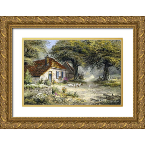 Fairy-like cottage Gold Ornate Wood Framed Art Print with Double Matting by Withaar, Reint