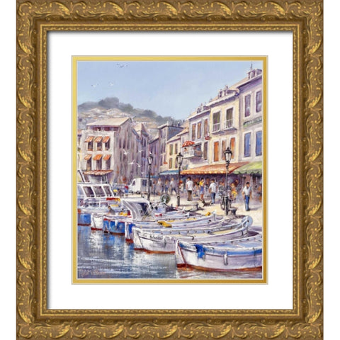 Romantic canal Gold Ornate Wood Framed Art Print with Double Matting by Withaar, Reint