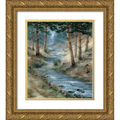 Deep in the forest Gold Ornate Wood Framed Art Print with Double Matting by Withaar, Reint