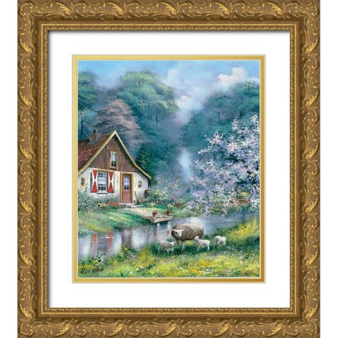 Spring Gold Ornate Wood Framed Art Print with Double Matting by Withaar, Reint