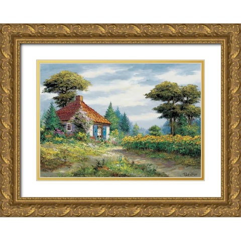 Fields of fun Gold Ornate Wood Framed Art Print with Double Matting by Withaar, Reint