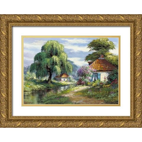 Streams of joy Gold Ornate Wood Framed Art Print with Double Matting by Withaar, Reint