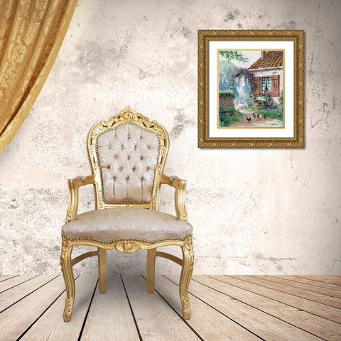 The farmers courtyard Gold Ornate Wood Framed Art Print with Double Matting by Withaar, Reint