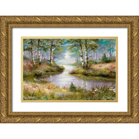 Mysterious stream Gold Ornate Wood Framed Art Print with Double Matting by Withaar, Reint