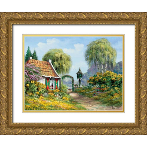 Happy living Gold Ornate Wood Framed Art Print with Double Matting by Withaar, Reint