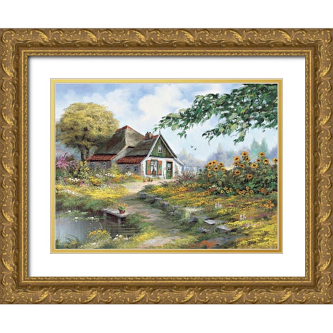 Charming farmhouse Gold Ornate Wood Framed Art Print with Double Matting by Withaar, Reint