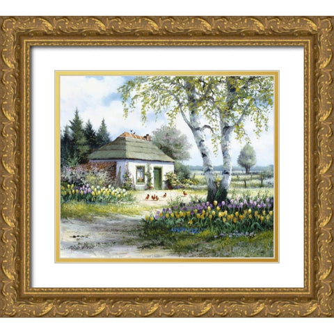 House of rest Gold Ornate Wood Framed Art Print with Double Matting by Withaar, Reint