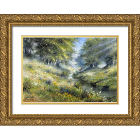 Early morning Gold Ornate Wood Framed Art Print with Double Matting by Withaar, Reint