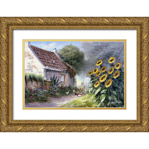 Sunflower  Gold Ornate Wood Framed Art Print with Double Matting by Withaar, Reint