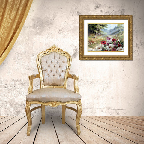 Poppy Morning Gold Ornate Wood Framed Art Print with Double Matting by Withaar, Reint