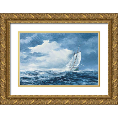 Sailing Gold Ornate Wood Framed Art Print with Double Matting by Withaar, Reint