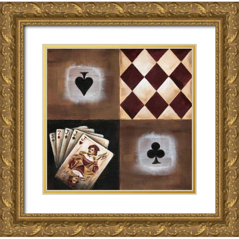 Three of a kind Gold Ornate Wood Framed Art Print with Double Matting by Fields, Wendy