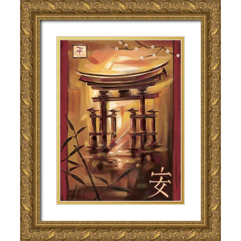 Zia IV Gold Ornate Wood Framed Art Print with Double Matting by Fields, Wendy