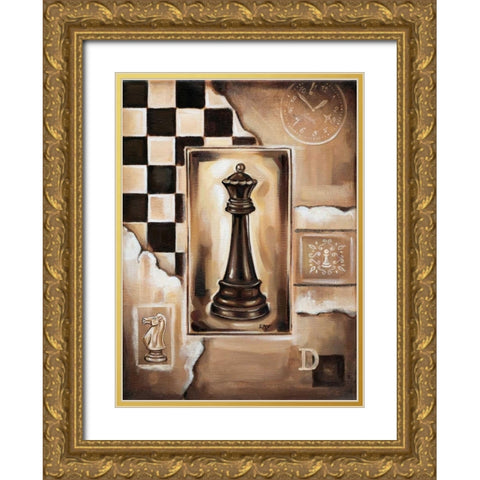 Chess Queen Gold Ornate Wood Framed Art Print with Double Matting by Fields, Wendy