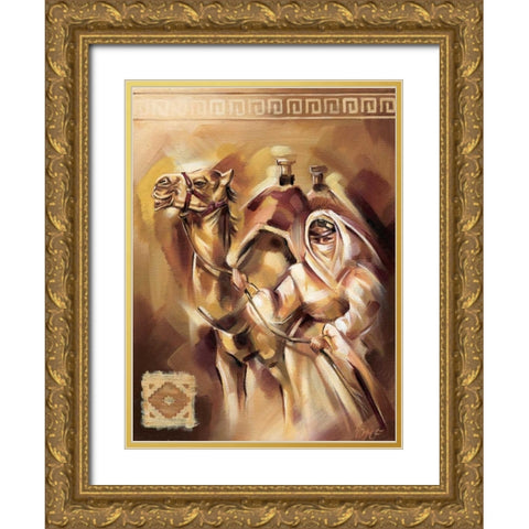 Camels II Gold Ornate Wood Framed Art Print with Double Matting by Fields, Wendy