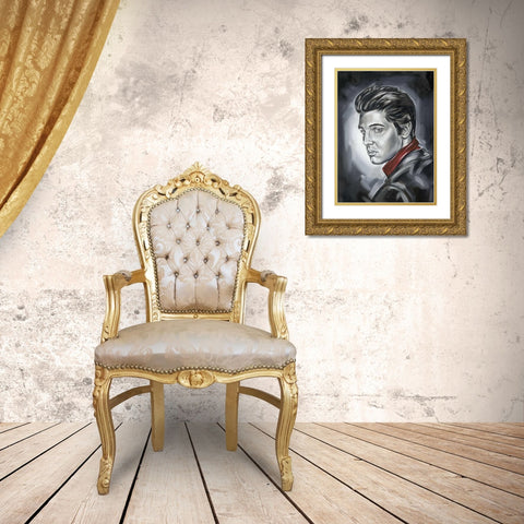 Elvis Presley Gold Ornate Wood Framed Art Print with Double Matting by Fields, Wendy