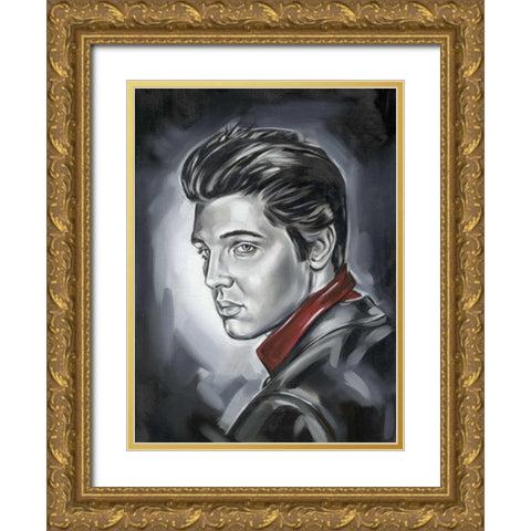 Elvis Presley Gold Ornate Wood Framed Art Print with Double Matting by Fields, Wendy