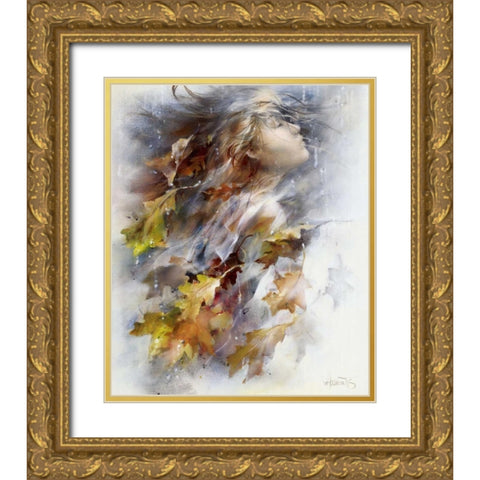 Autumn Gold Ornate Wood Framed Art Print with Double Matting by Haenraets, Willem