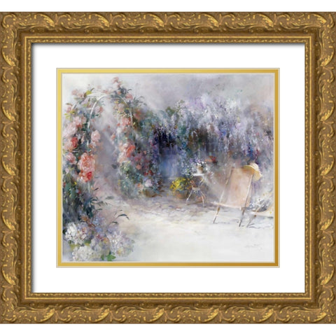 Roses and lilacs Gold Ornate Wood Framed Art Print with Double Matting by Haenraets, Willem