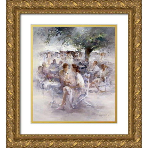 Happy hour Gold Ornate Wood Framed Art Print with Double Matting by Haenraets, Willem