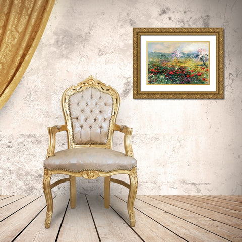 Between the poppies Gold Ornate Wood Framed Art Print with Double Matting by Haenraets, Willem