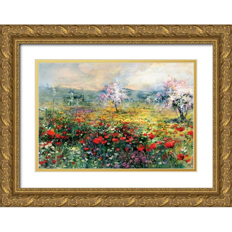 Between the poppies Gold Ornate Wood Framed Art Print with Double Matting by Haenraets, Willem