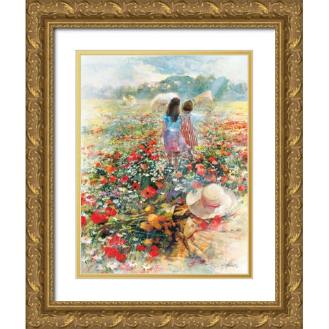 Summer of love Gold Ornate Wood Framed Art Print with Double Matting by Haenraets, Willem