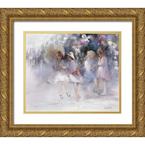 Friends Gold Ornate Wood Framed Art Print with Double Matting by Haenraets, Willem