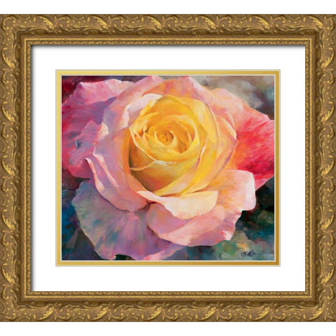 Flower I Gold Ornate Wood Framed Art Print with Double Matting by Haenraets, Willem