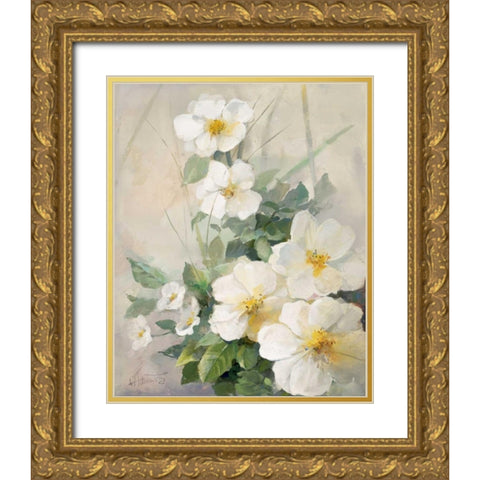 Lovely anemones Gold Ornate Wood Framed Art Print with Double Matting by Haenraets, Willem