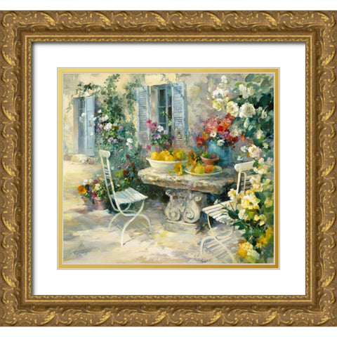 Ydillic garden Gold Ornate Wood Framed Art Print with Double Matting by Haenraets, Willem
