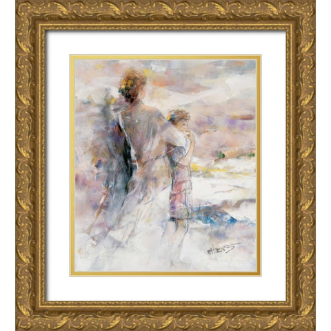 My boy Gold Ornate Wood Framed Art Print with Double Matting by Haenraets, Willem