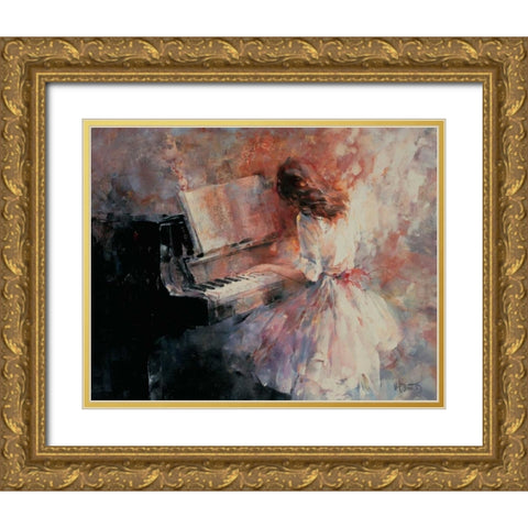 Romantic rhythm Gold Ornate Wood Framed Art Print with Double Matting by Haenraets, Willem